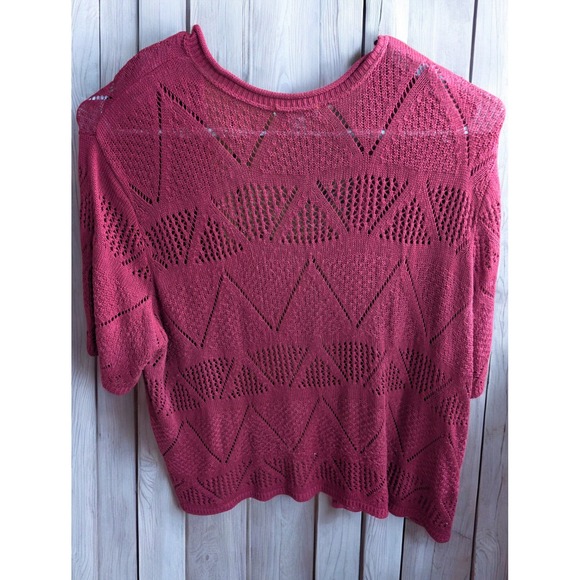 CJ Banks Plus Size 4X Open Front Kimono‎ Cardigan Duster Sweater Berry Red Knit - Picture 2 of 7